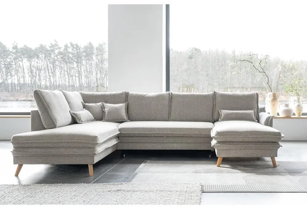 Béžová rozkladacia rohová pohovka (ľavý roh/do tvaru "U") Charming Charlie – Miuform