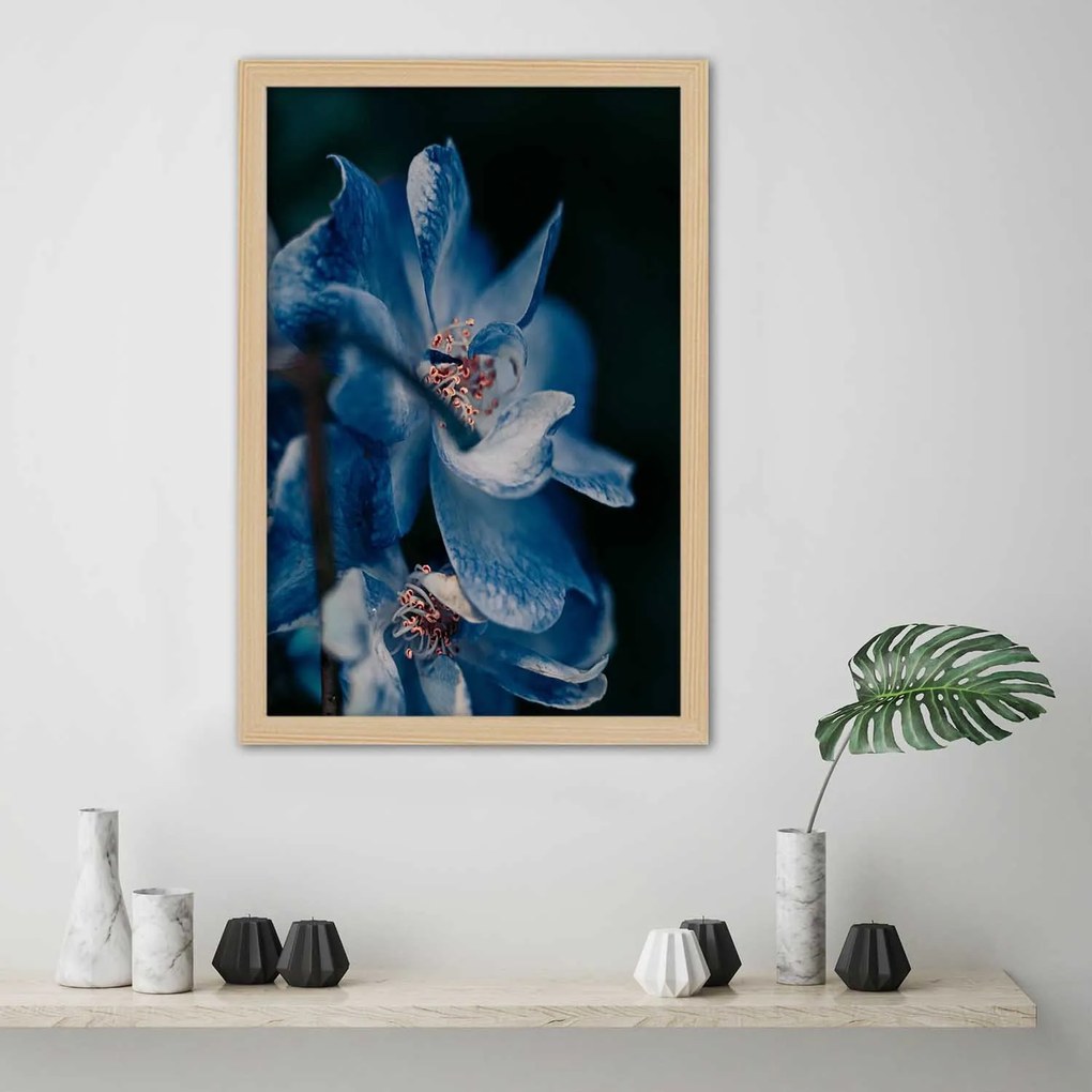 Gario Plagát Detailný záber na modrý kvet Farba rámu: Bez rámu, Rozmery: 40 x 60 cm