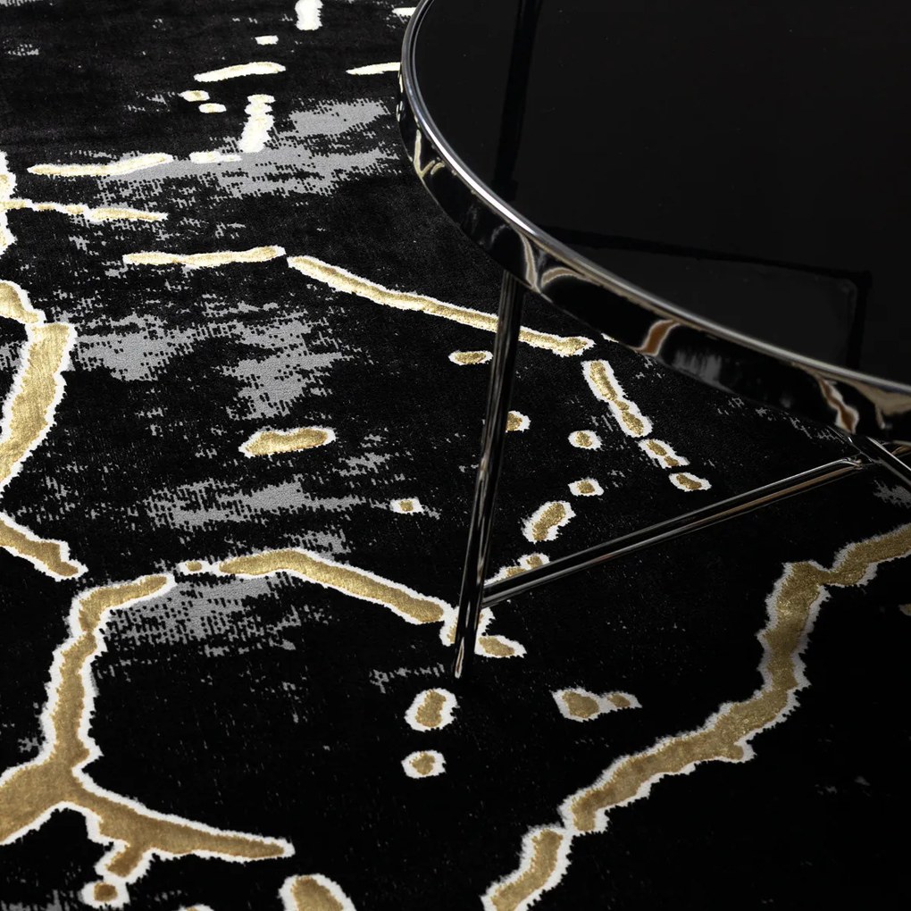 Dywany Łuszczów, Kusový koberec Allure 1967 black/gold, 200x290, čierna, kancelária
