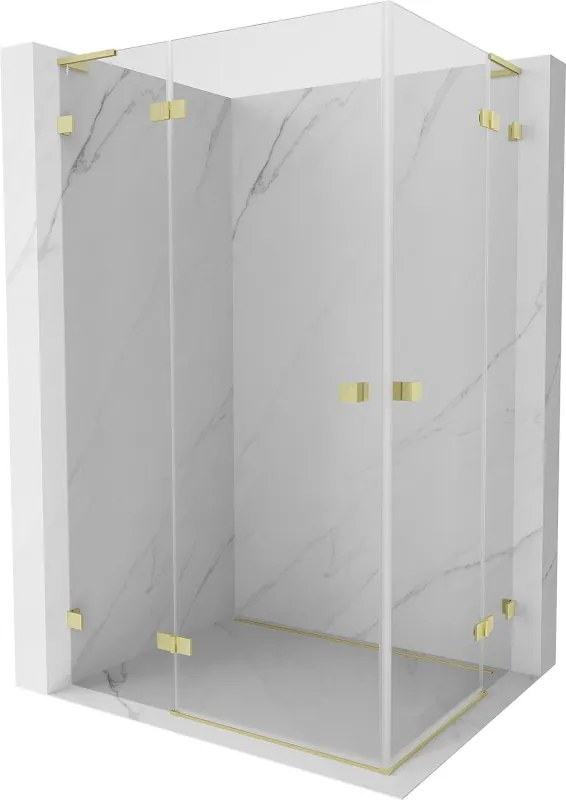 Mexen Lunar, L Duo výklopný sprchový kút 105 x 85 cm, 8mm číre sklo, zlatý matný profil, 834L-105L-085P-55-00