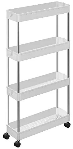 Kuchynský vozík so 4 priehradkami, biely, 86x40x13,5cm