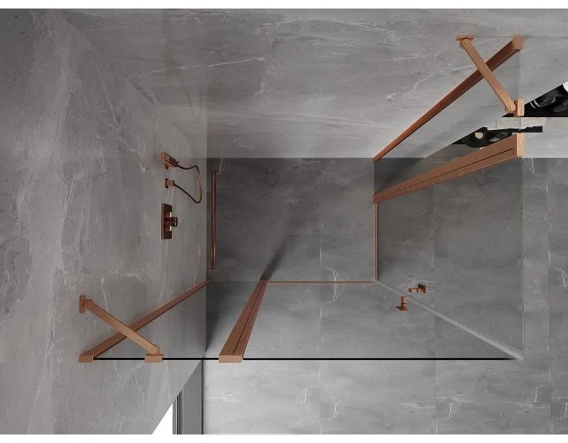 Mexen, Mexen Mist Duo výklopný sprchový kút 120 x 110 cm, transparentný, brúsená meď - 8A4-120-110-65-00