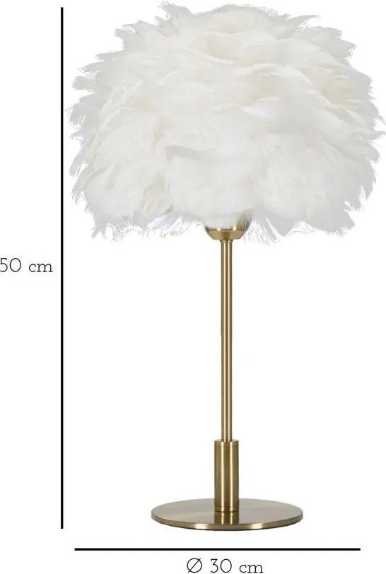 Biela/v zlatej farbe stolová lampa (výška 50 cm) Ball Feather – Mauro Ferretti