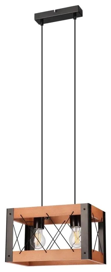 Luster na lanku FRIDA 2xE27/60W/230V čierna/hnedá buk