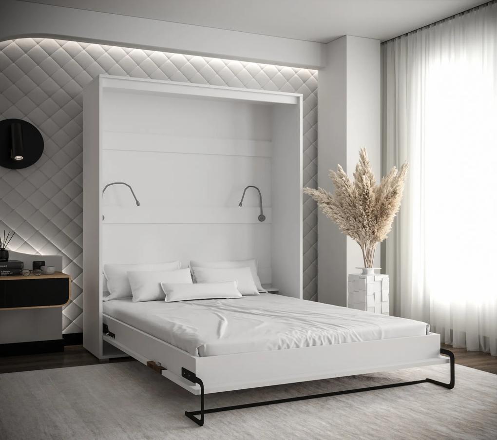 Sklápacia posteľ Peko 160x200cm, biala/dub artisan, vertikálne