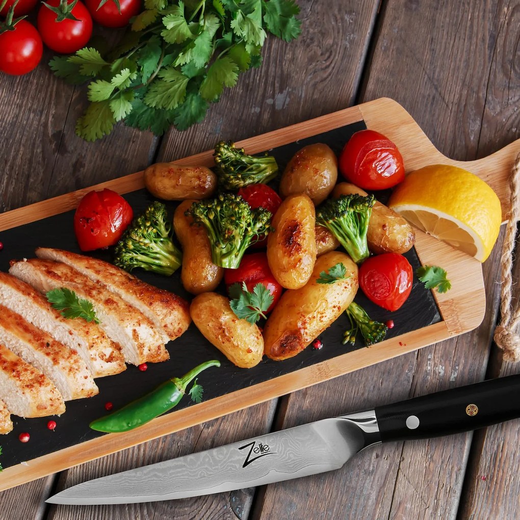 Zelite Infinity by Klarstein Alpha-Royal Japanese Series, 6" univerzálny nôž, damašková oceľ, 67 vrstiev