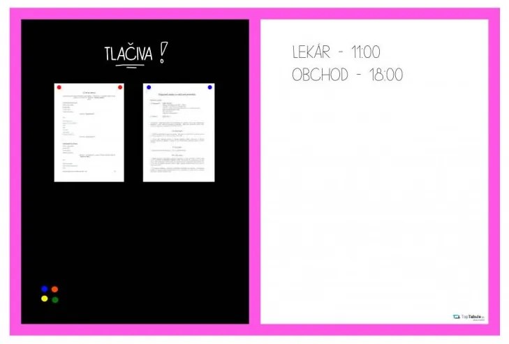 Toptabule.sk KOMB7 Kombinovaná magnetická tabuľa v ružovom drevenom ráme 90x60cm