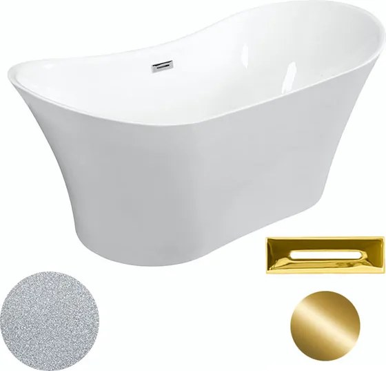 Besco Akrylátová voľne stojaca vaňa Amber Glam S 170x80 BESCO-Typ výpuste: Click-Clack s prepadom, grafit, BESCO-Rozmery: 170x80, BESCO-Farba: Biela/…