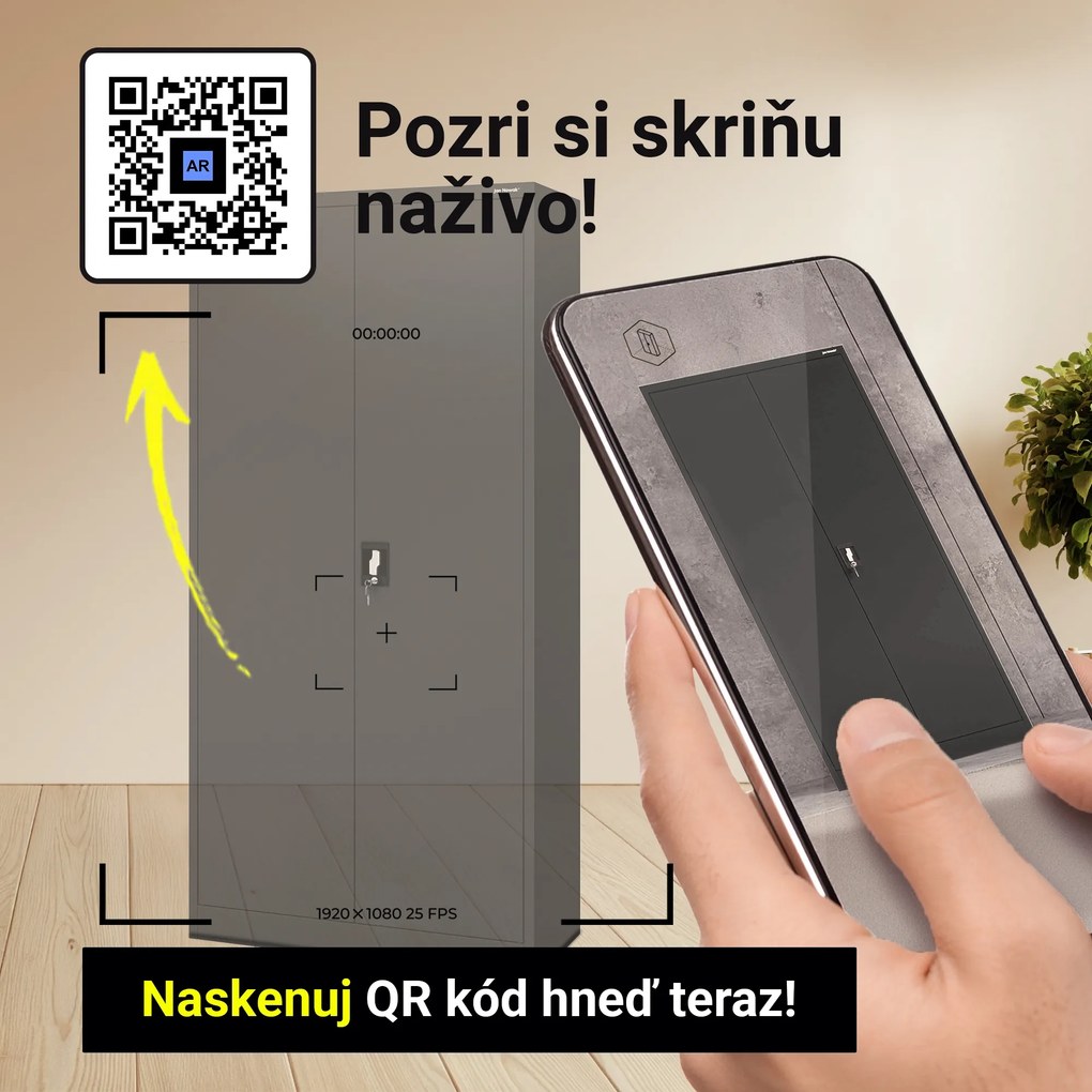 Kancelárska skriňa na dokumenty so 4 policami, antracitová, 900x1850x400 mm: JAN