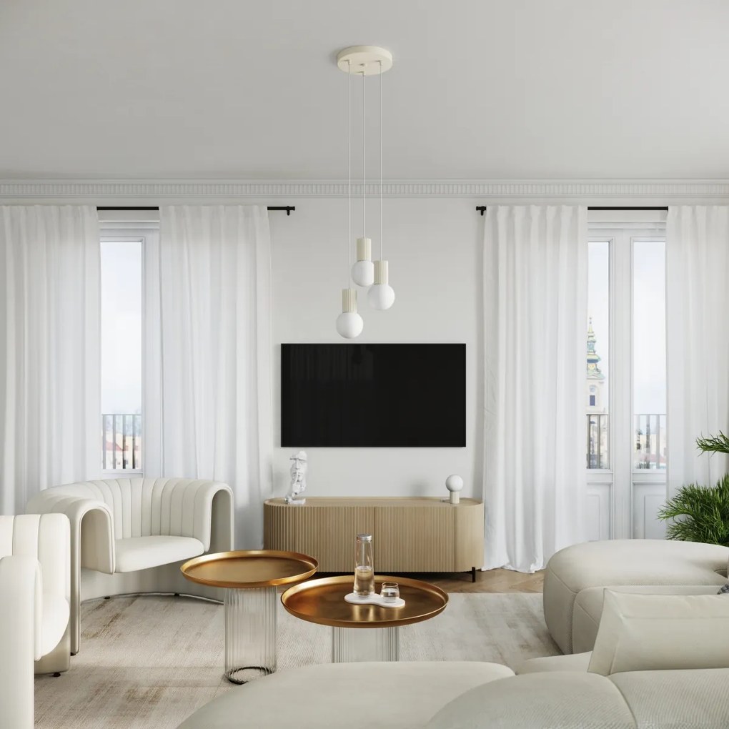 Závesné svietidlo Halo, 3x biele sklenené tienidlo, be, o