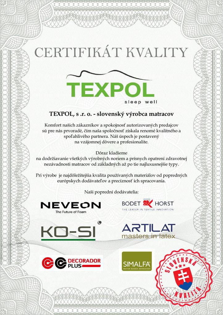 TEXPOL Kvalitný taštičkový matrac STELA BIO 1+1 Rozmer: 200x100, Poťahová látka: Aloe Vera Silver