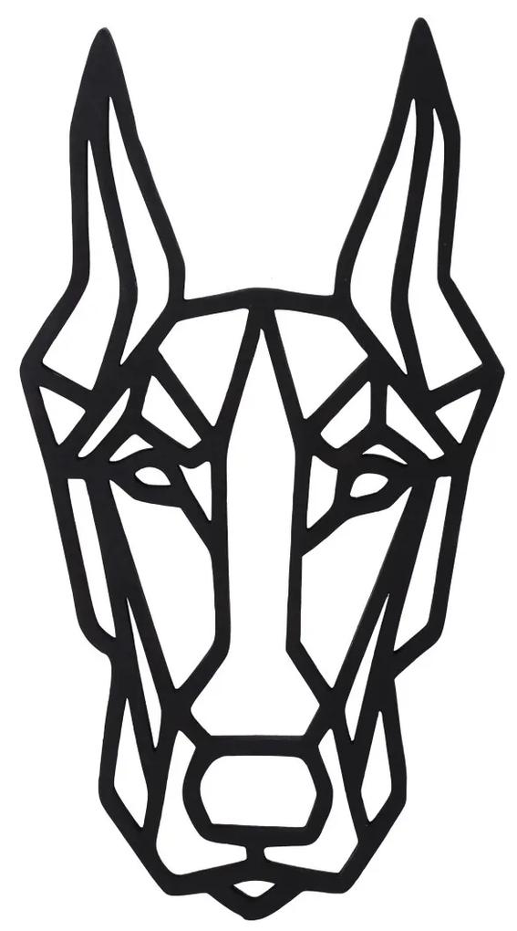 ČistéDrevo Drevený geometrický obraz - Doberman 65 cm Farba: Černá
