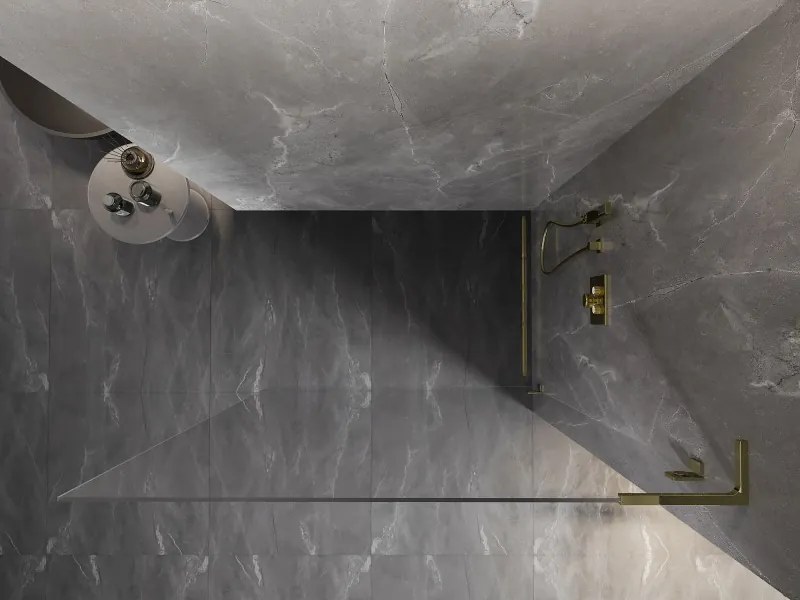 Mexen, Mexen Lunar L sprchová stena pravá 110 x 200 cm, priehľadná 8 mm, zlatá - 830L-110-000-50-00-P