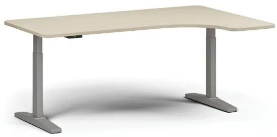 Výškovo nastaviteľný stôl, elektrický, 675-1325 mm, ľavý/pravý, doska 1800x1200 mm, sivá podnož, breza