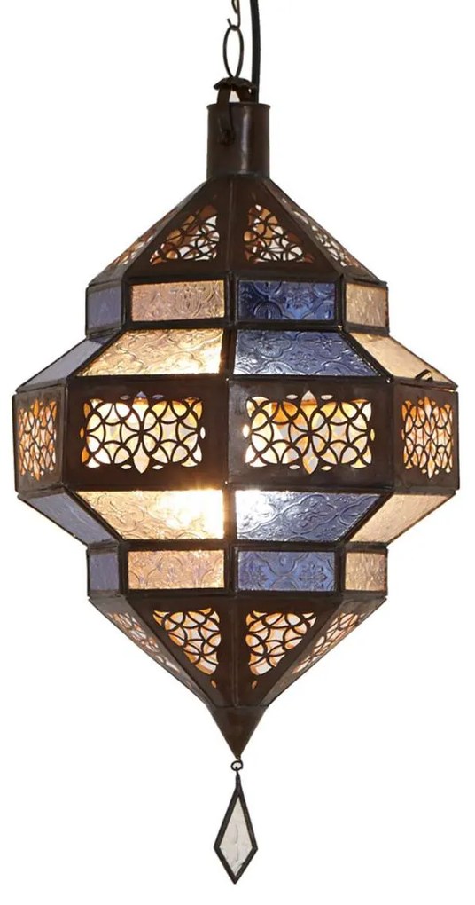 Orientálna závesná lampa Maha modro-biela