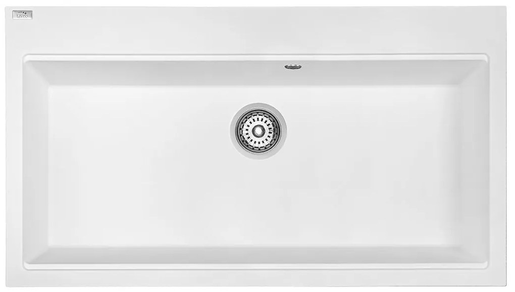 Laveo Tau, 1-komorový granitový drez 900x500x215 mm, biela, LAV-SBT_B109