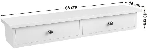 Nástenná polica s 2 zásuvkami SONGMICS LWS65WT