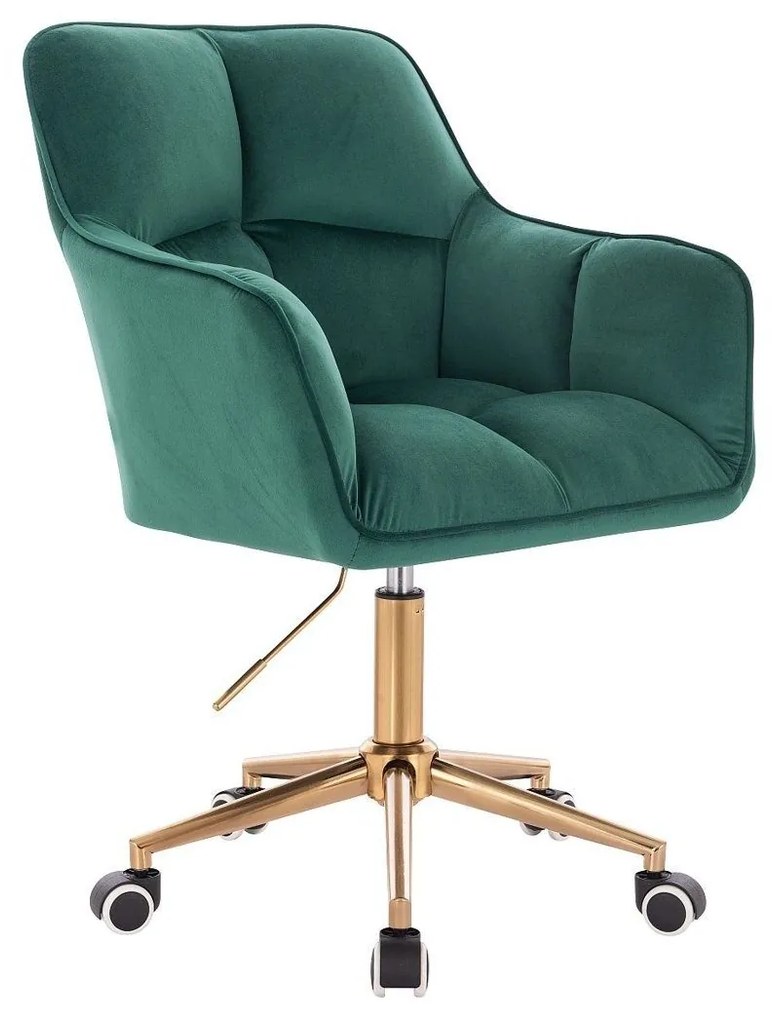 LuxuryForm DESIGN Kreslo AMALFI VELUR na zlatej podstave s kolieskami - zelené