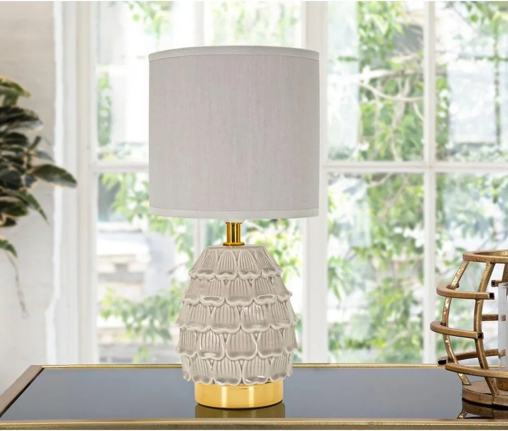 Béžová keramická stolová lampa s textilným tienidlom (výška 30,5 cm) Pigny – Mauro Ferretti