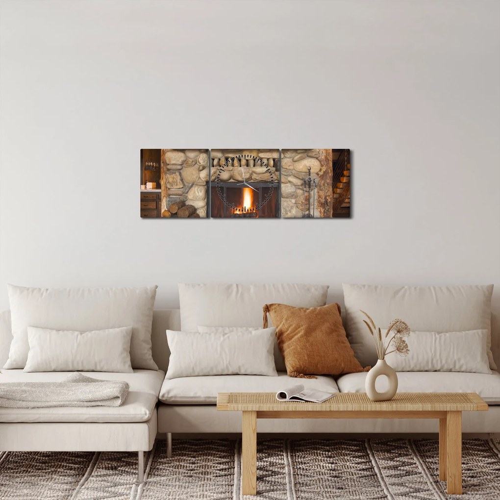 Obraz krbu (s hodinami) (90x30 cm)