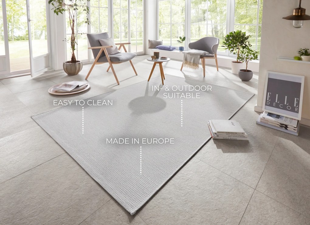 Kusový koberec Secret 103556 Light Grey, Cream z kolekcie Elle – na von aj na doma, 200x290, šedá, chodba / predsieň, ELLE Decoration