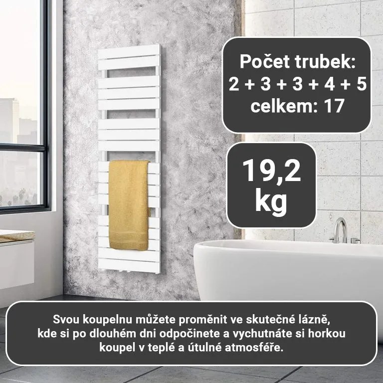 AQUAMARIN Vertikálny kúpeľňový radiátor, 1600 x 500 mm