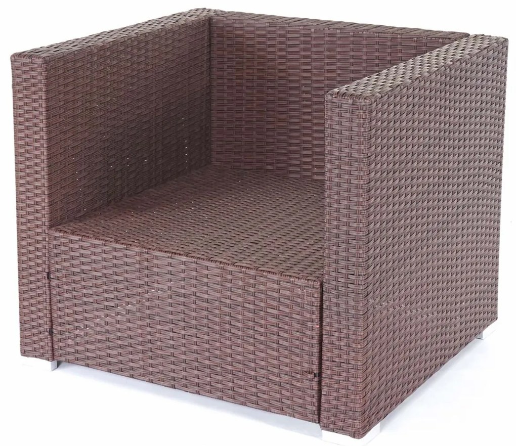 Polyratanová záhradná súprava Brescia - hnedá, krémové vankúše