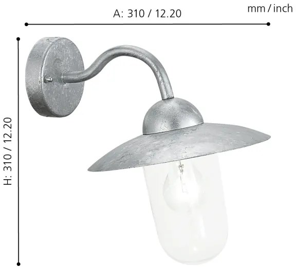 EGLO 88489 - vonkajšie nástenné svietidlo MILTON galvanizovaná oceľ