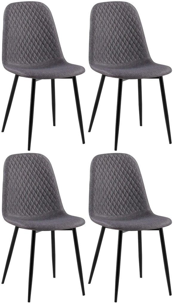 4x Stolička Giverny látka - tmavosivá