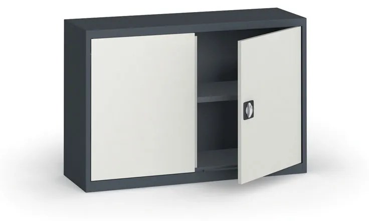 Plechová policová skriňa na náradie KOVONA, 800 x 1200 x 400 mm, 1 polica, antracit/sivá