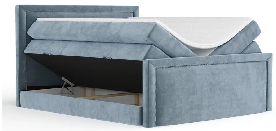 Modrá boxspring posteľ s úložným priestorom 160x200 cm Lavenda – Maison de Rêve