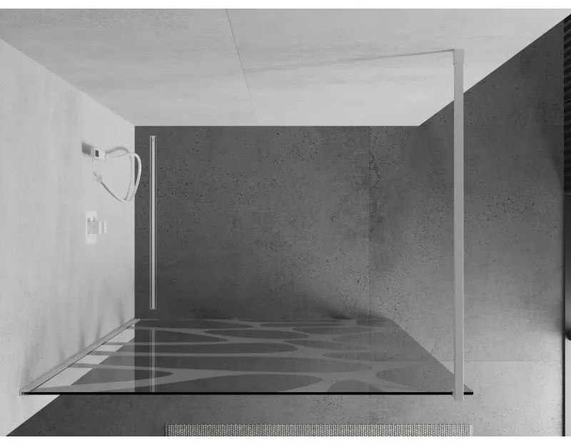 Mexen Kioto, Walk-In sprchová zástena 70 x 200 cm, 8mm sklo číre/biely vzor, biely profil, 800-070-101-20-97