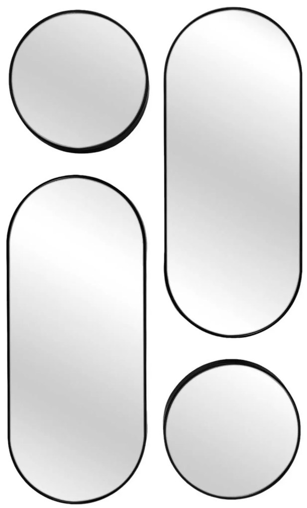 Zrkadlo Noir, čierne, sada 4ks