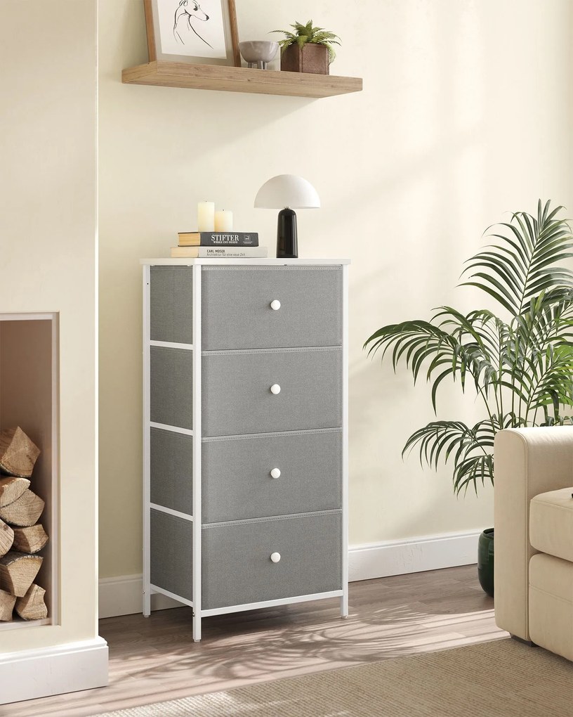 Komoda so zásuvkovými boxmi HESTO 45x91,7 cm, biela/sivá