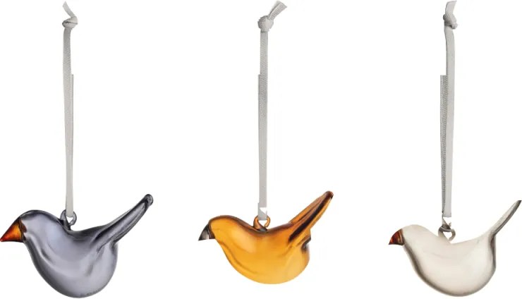 Sklenené ozdoby vtáčiky Oiva Toikka, mix / 3ks