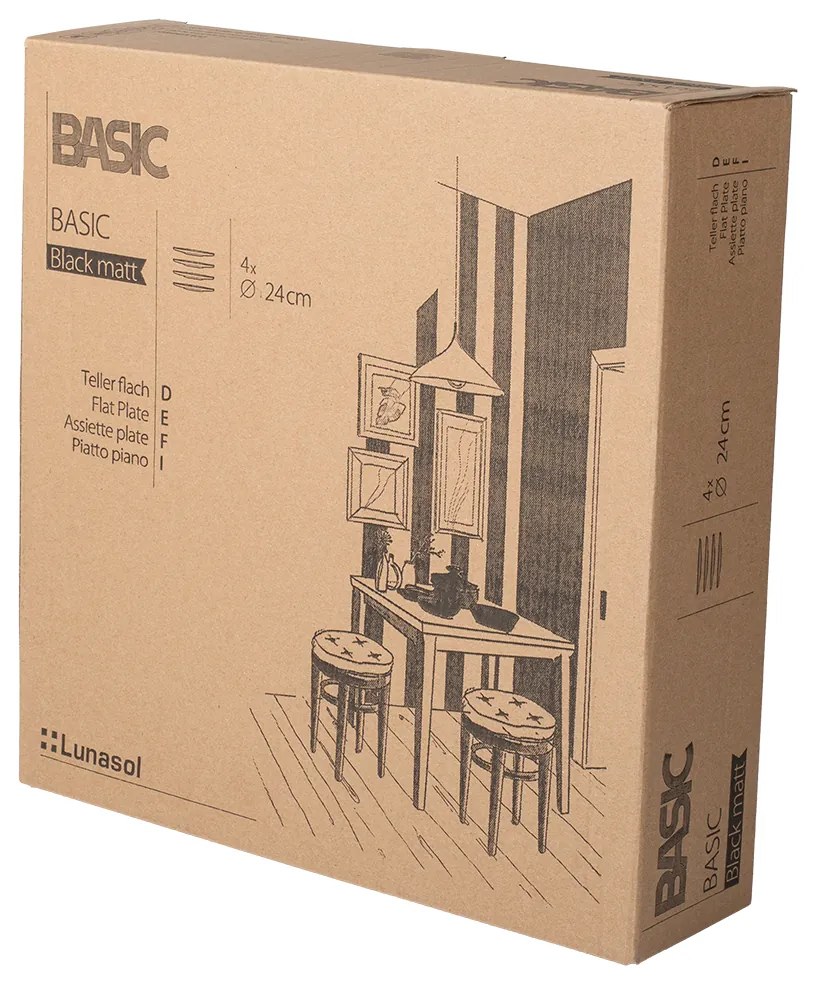 Tanier plytký 24 cm 4 ks — Basic čierny matný - 492781