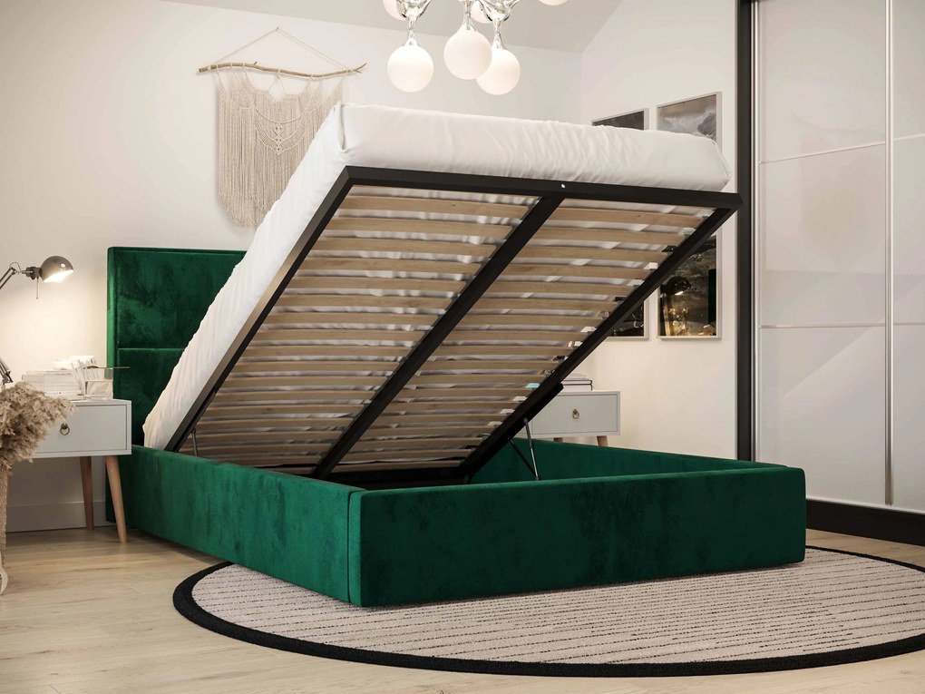 Manželská posteľ 140 cm Elna (bordová) (s roštom a úložným priestorom). Vlastná spoľahlivá doprava až k Vám domov. 1046899