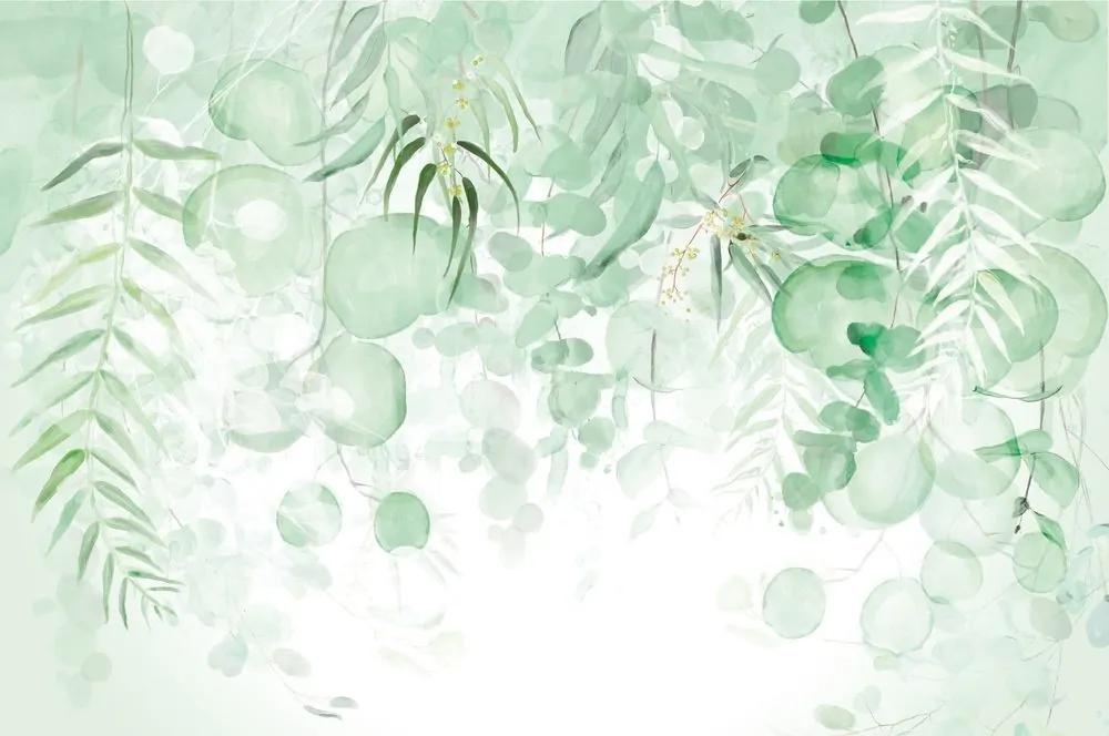 Tapeta jemné zelené listy - 150x100