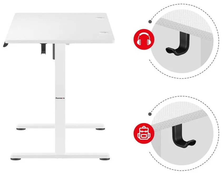 Huzaro Herný stôl Hero 8.2 s nastaviteľnou výškou - bílá
