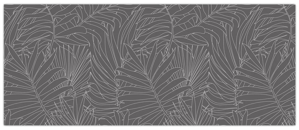 Obraz - Šedé palmové listy (120x50 cm)