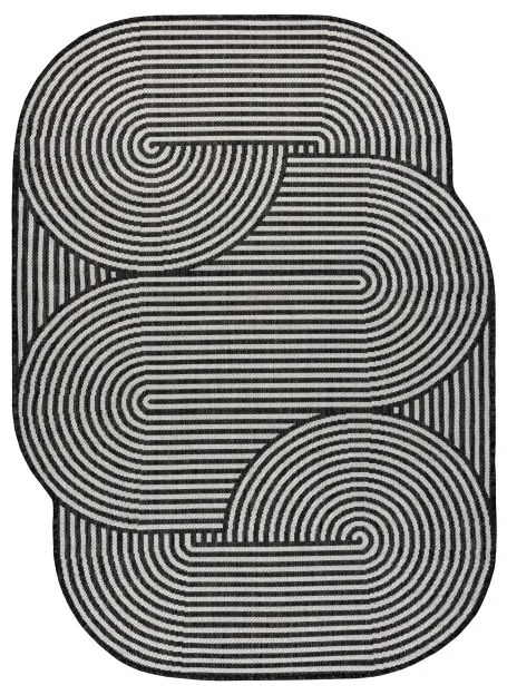 Koberec ORGANIC 1835 geometrický, čierny / sivý