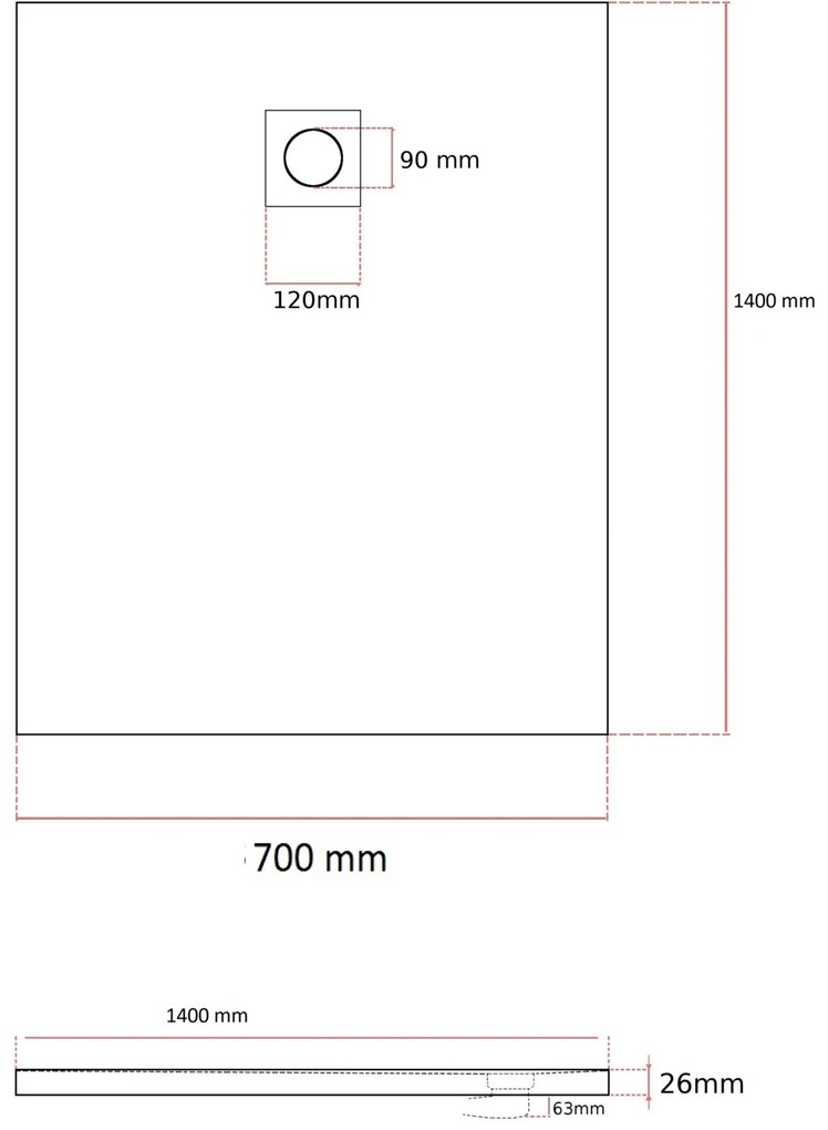 Erga Oldaf, SMC obdĺžniková sprchová vanička 140 x 70 cm, biela matná, ERG-GMA-OL-70140
