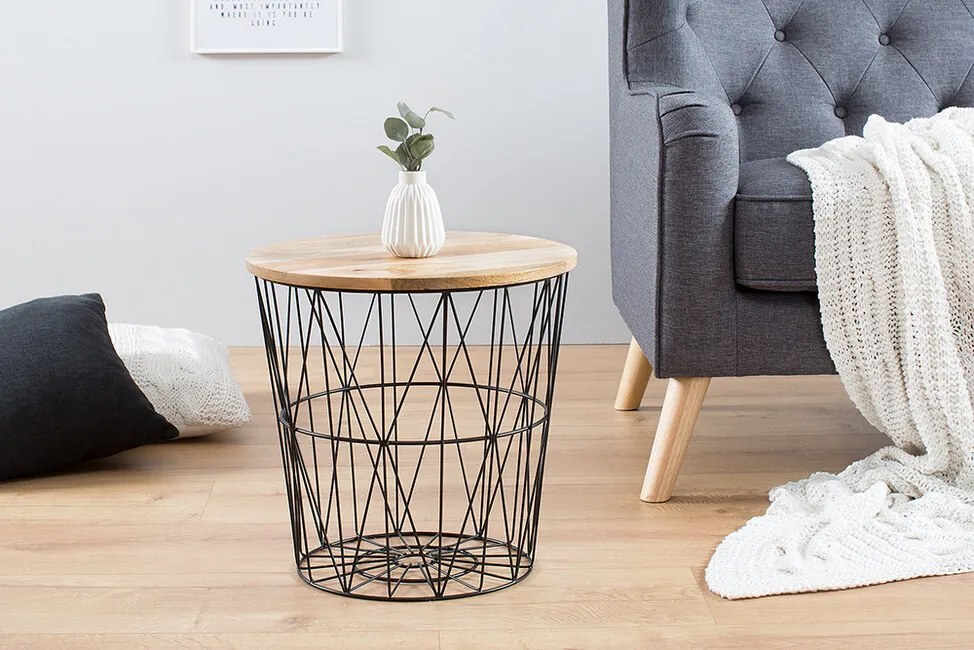 Moderný konferenčný stolík z masívu Storage Mango čierny 52cm