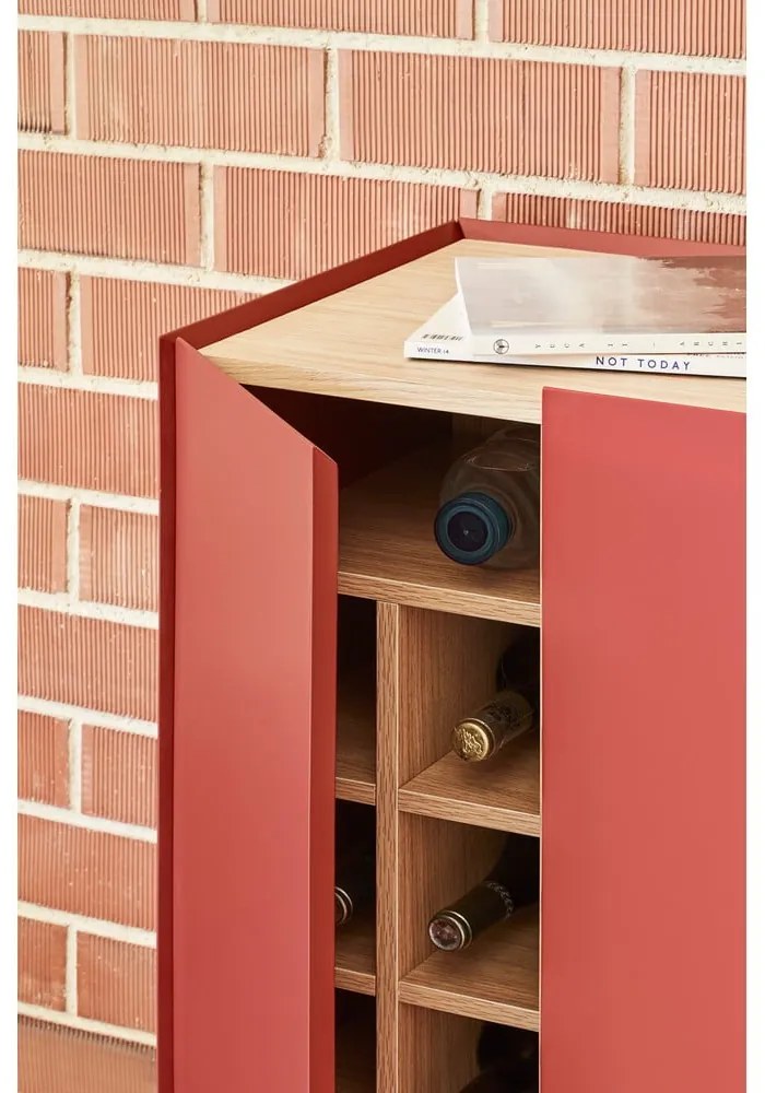 Červená vysoká komoda v dekore duba 95x120 cm Arista – Teulat