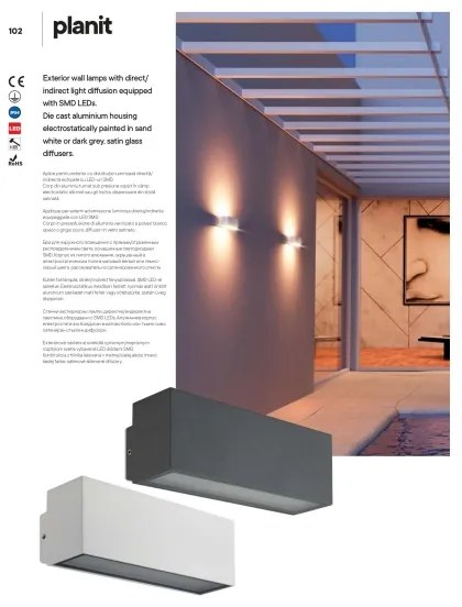 Redo 90095 - LED vonkajšie nástenné svietidlo PLANIT LED/10W/230V 3000K IP54 biela