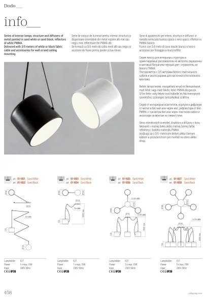 Redo 01-1821 - Luster na lanku DODO 1xE27/15W/230V pavúk biela