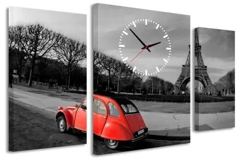 3-dielný obraz s hodinami, Paris 2, 95x60cm