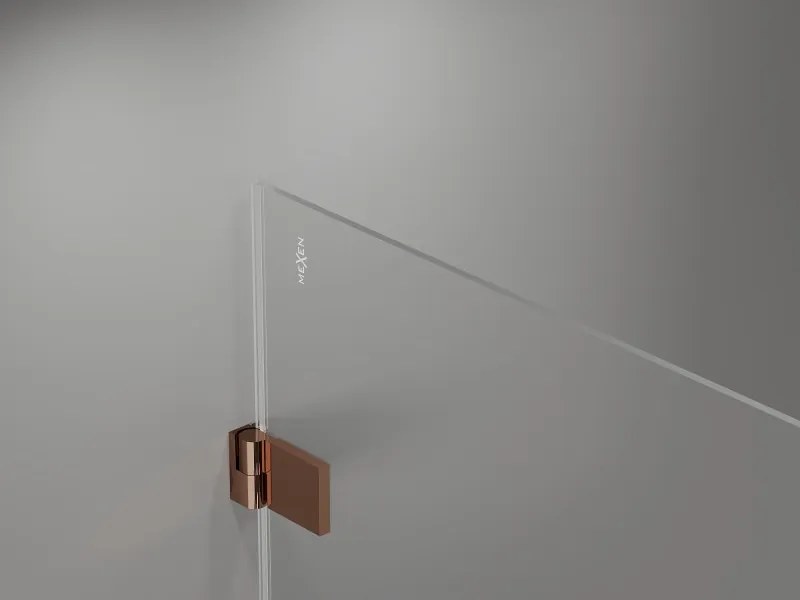 Mexen Lunar-B, pravostranný výklopný sprchový kút 100 x 70 cm, 8mm číre sklo, profil medená matná, 832-100-070-65-00-P