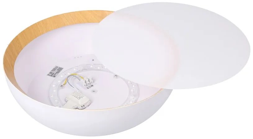 Candellux Biele LED stropné svietidlo Calabria s dreveným dekorom okrúhle 24W 14-24138