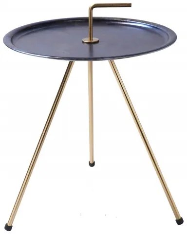 Odkladací stolík Simply Clever Ø42 cm, zlatá/modrá